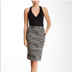 Trina Turk Black & Gray Striped Pencil Skirt - Size 4
